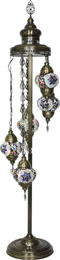 Staande Lamp De Max - Oosterse - Mozaiek - 5 Bollen - 140cm