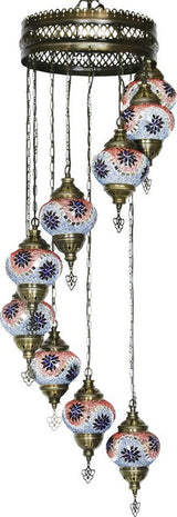 Hanglamp De Max - Oosterse - Mozaiek - Blauw - 9 Bollen
