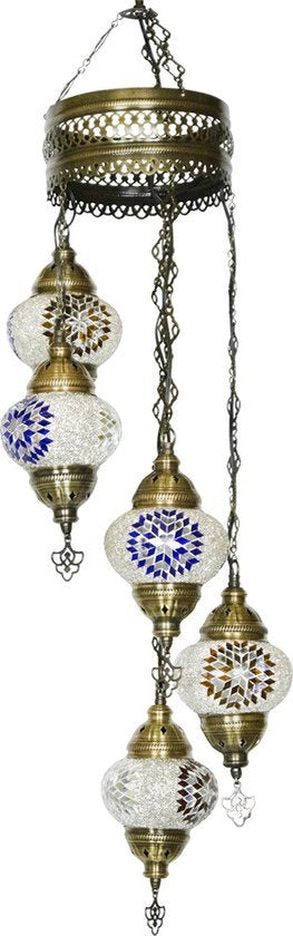 Hanglamp De Max - Oosterse - Mozaiek - Wit - 97cm