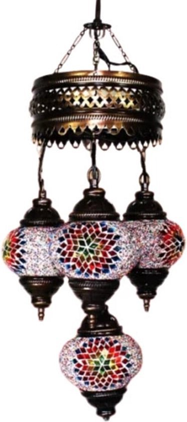 Hanglamp De Max - Turkse - Mozaïek - Multicolor - 4 Bollen