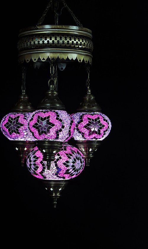 Hanglamp De Max - Turkse - Glas - Paars - 4 Bollen