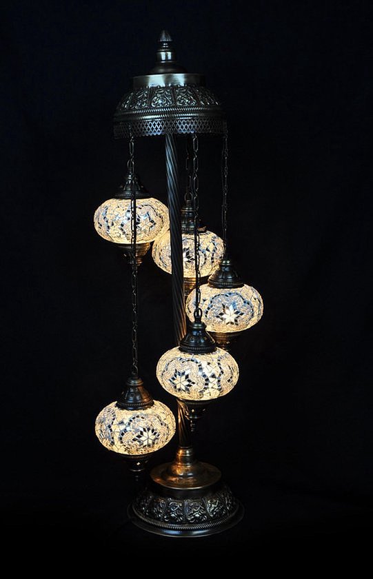 Staande Lamp De Max - Turkse - Glas - Wit - 5 Bollen