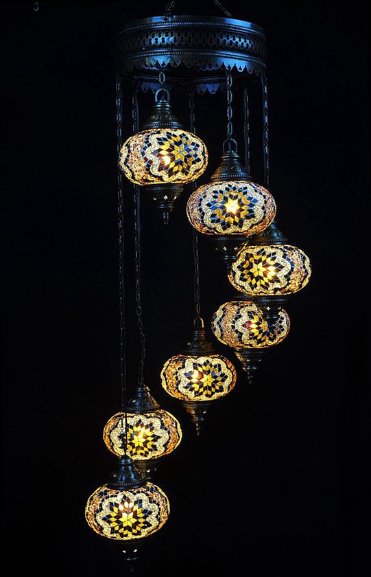 Kroonluchter De Max - Turkse - Glas - Bruin - 7 Bollen