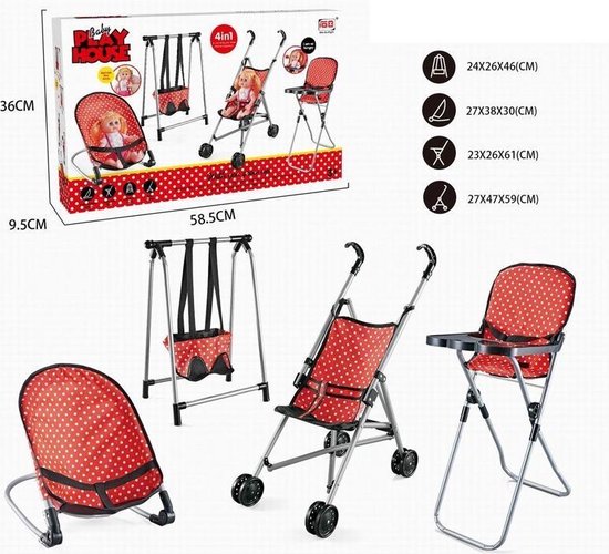 Poppenmeubel De Max - Poppenset 4in1