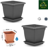 Bloempot Serinova - Set van 2 Stuks - Antraciet - 21x20cm