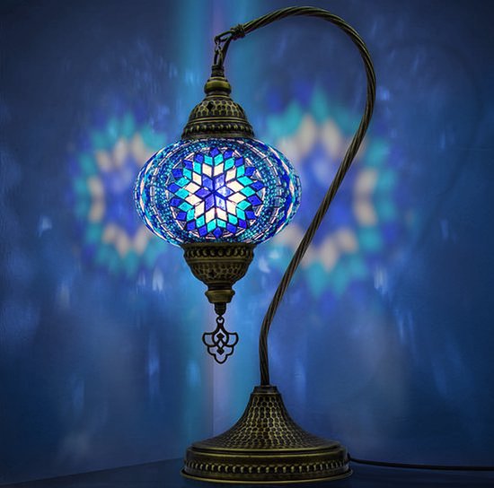 Tafellamp De Max - Turkse - Mozaiek - Blauw