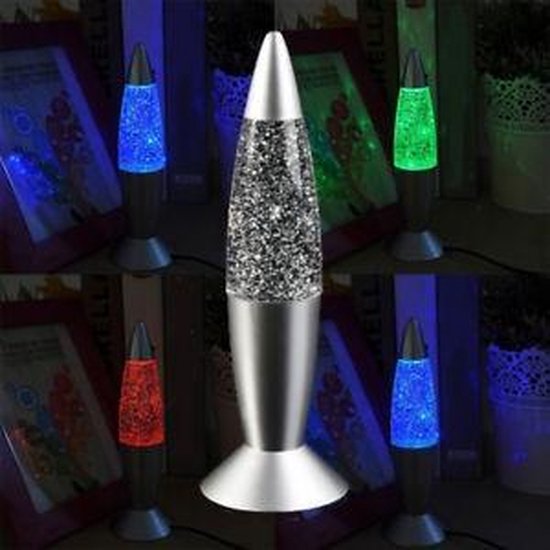 Glitterlamp De Max - Blauw - 18cm