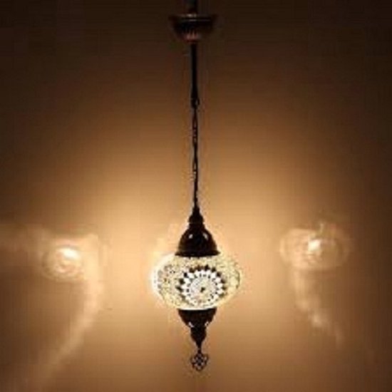 Hanglamp Merkloos - Turkse - Mozaïek - Wit - 19cm