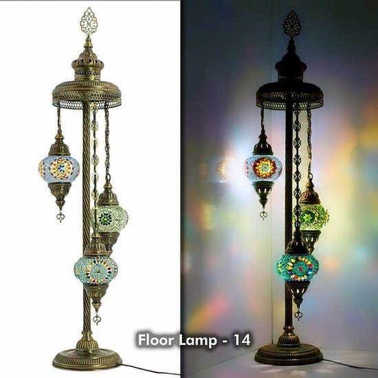Staande Lamp De Max - Turkse - Mozaïek - 3 Bollen - 85cm