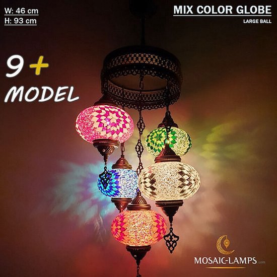 Hanglamp De Max - Turkse - Glas - 5 Bollen