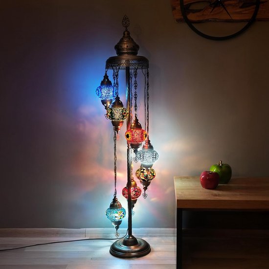 Staande Lamp Merkloos - Oosterse - Mozaiek - Lichtblauw - 7 Bollen