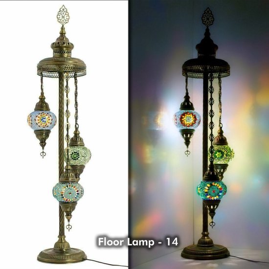 Staande Lamp Merkloos - Turkse - Mozaïek - 3 Bollen - 85cm
