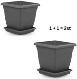Bloempot Serinova - Set van 2 Stuks - Antraciet - 21x20cm