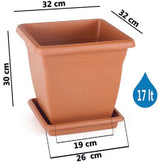 Bloempot Serinova - Set van 2 Stuks - Antraciet - 21x20cm