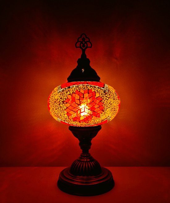 Turkse Lamp De Max - Turkse - Mozaïek - Oranje - 13cm