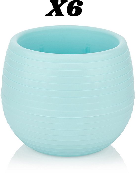 Bloempot Serinova - Set van 6 Stuks - Blauw - 10cm