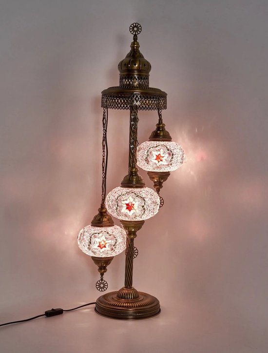 Staande Lamp Merkloos - Turkse - Mozaïek - Roze - 3 Bollen