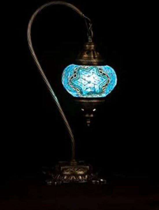 Tafellamp Merkloos - Turkse - Glas - Turquoise - 13cm