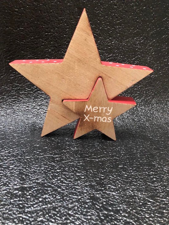 Kerstster De Max - Hout - Rood - 18cm