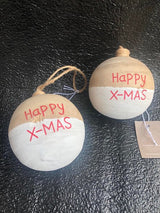 Kerstbal De Max - Hout - Wit - 8cm