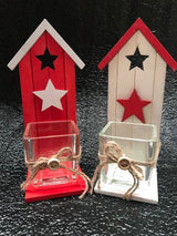 Waxinelichtjeshouder Christmas House - Set van 2 Stuks - Luxe - Wit
