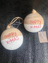 Kerstbal Christmas House - Hout - Wit - 8cm