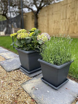Bloempot Serinova - Set van 2 Stuks - Antraciet - 21x20cm