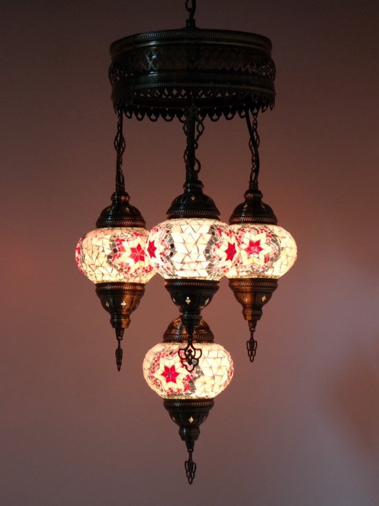Hanglamp Merkloos - Turkse - Mozaïek - Roze - 4 Bollen
