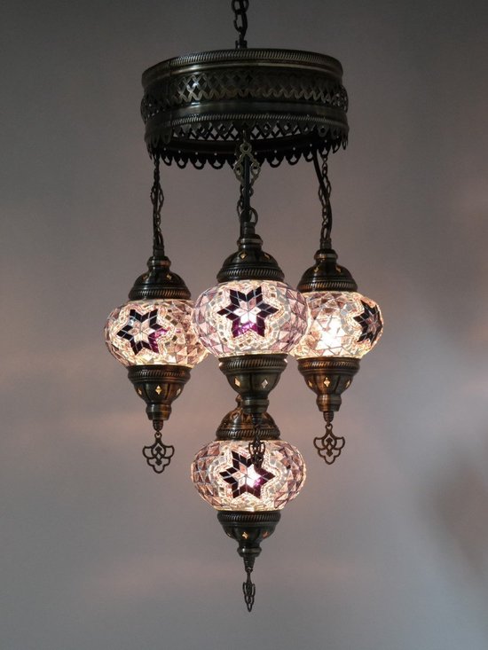 Hanglamp Merkloos - Turkse - Mozaïek - Paars - 4 Bollen