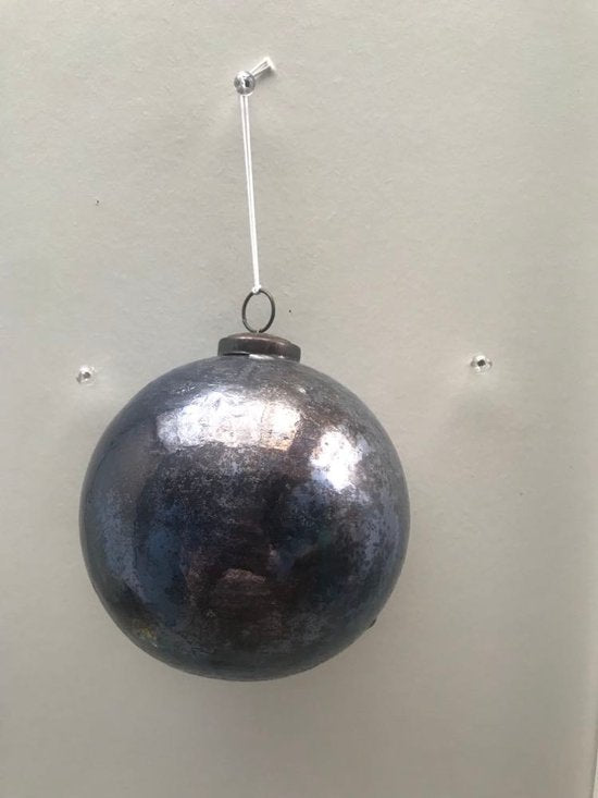 Kerstbal Christmas House - Blauw - 12cm