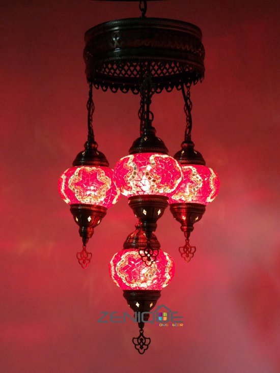 Hanglamp Merkloos - Turkse - Mozaïek - Rood - 4 Bollen