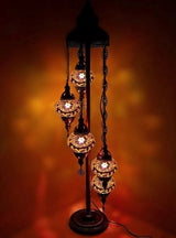 Staande Lamp De Max - Turkse - Mozaïek - Oranje - 5 Bollen