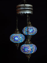 Hanglamp De Max - Turkse - Mozaïek - Blauw - 3 Bollen