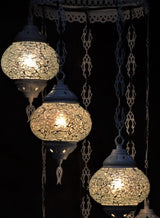 Hanglamp Halay - Oosterse - Glas - Wit - 7 Bollen
