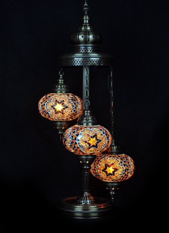 Staande Lamp Merkloos - Turkse - Mozaïek - Bruin - 3 Bollen