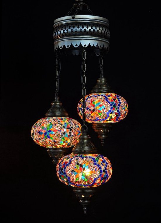 Kroonluchter Merkloos - Turkse - Mozaïek - Multicolour - 3 Bollen