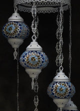 Hanglamp Halay - Oosterse - Glas - Wit - 7 Bollen