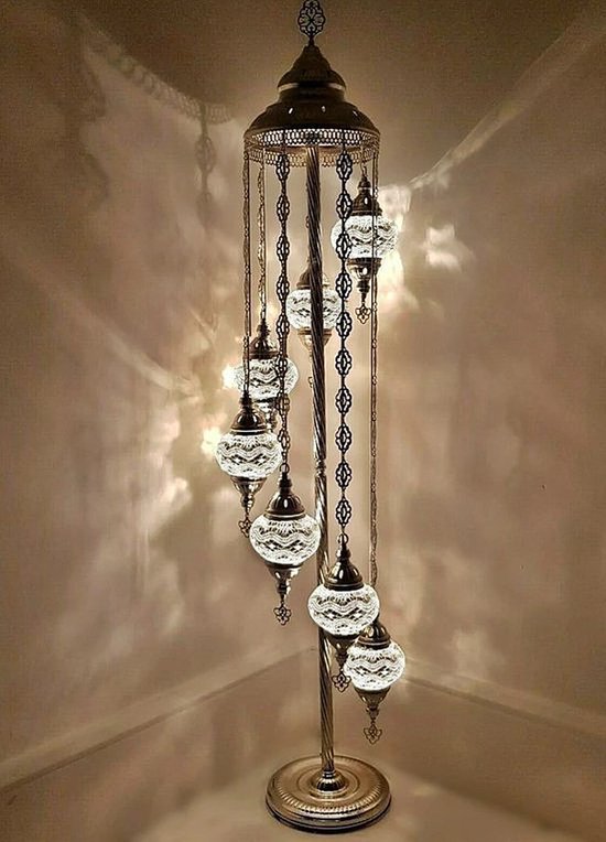 Staande Lamp De Max - Turkse - Mozaïek - Wit - 7 Bollen