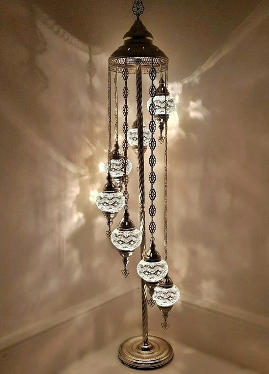 Staande Lamp Merkloos - Turkse - Mozaïek - Wit - 7 Bollen