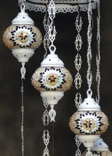 Hanglamp Halay - Oosterse - Glas - Wit - 7 Bollen