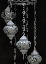 Hanglamp Halay - Oosterse - Glas - Wit - 7 Bollen