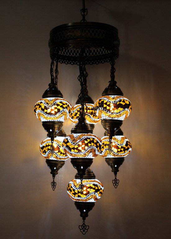 Hanglamp Merkloos - Turkse - Glas - Bruin - 7 Bollen