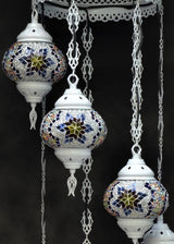 Hanglamp Halay - Oosterse - Glas - Wit - 7 Bollen