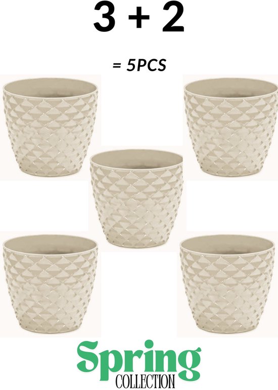 Bloempot Serinova - Set van 5 Stuks - Crème