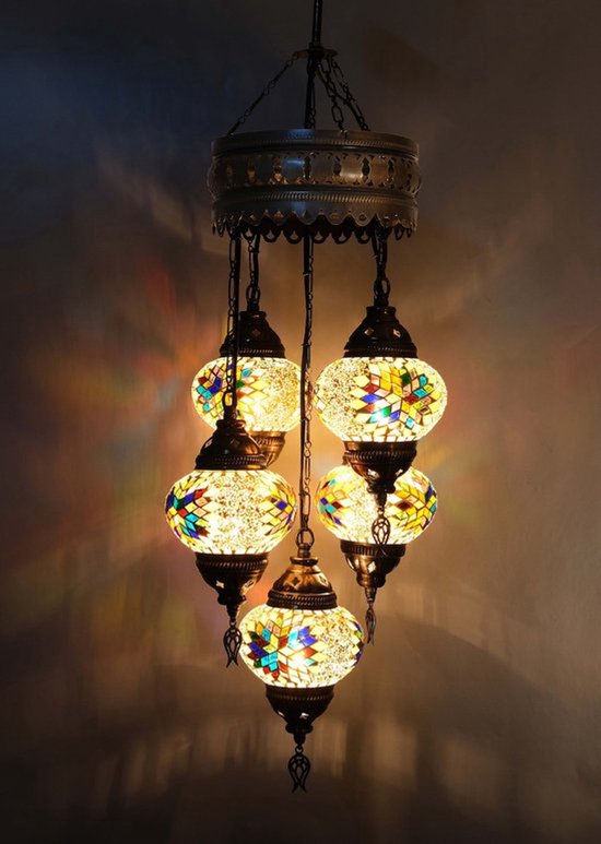Hanglamp De Max - Turkse - Glas - 5 Bollen