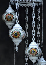 Hanglamp Halay - Oosterse - Glas - Wit - 7 Bollen