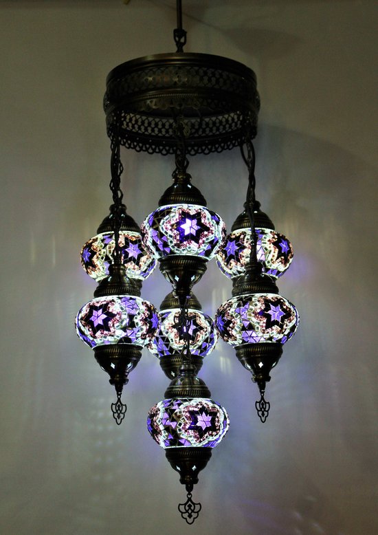 Hanglamp Merkloos - Turkse - Glas - Paars - 7 Bollen
