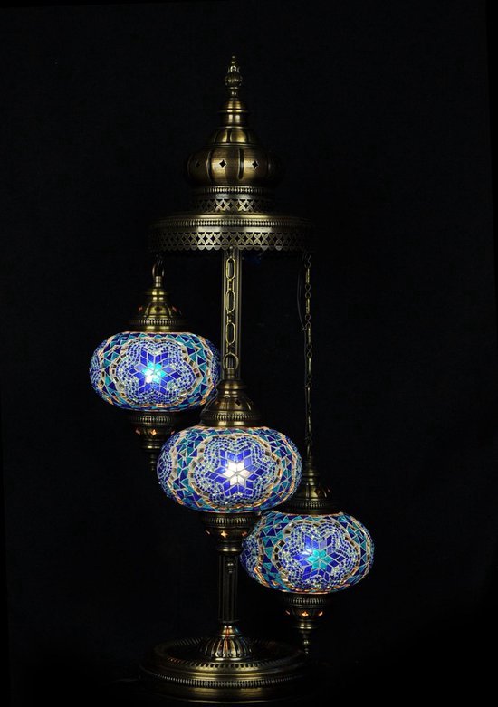 Staande Lamp Merkloos - Turkse - Mozaïek - Blauw - 3 Bollen