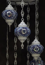 Hanglamp Halay - Oosterse - Glas - Wit - 7 Bollen