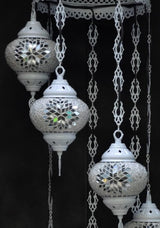 Hanglamp Halay - Oosterse - Glas - Wit - 7 Bollen